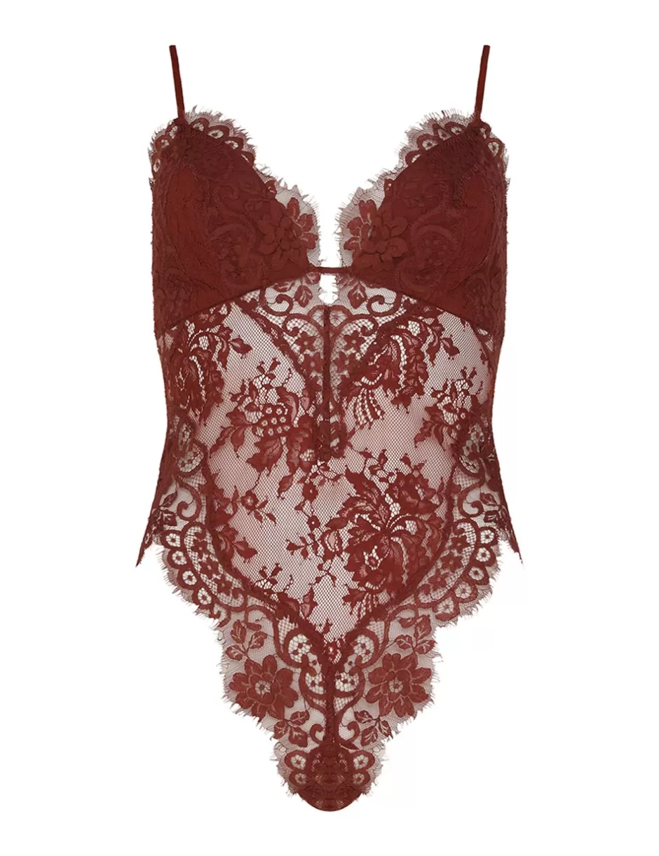 ZIMMERMANN Clothing | Tops<Illustration Lace Teddy Chestnut