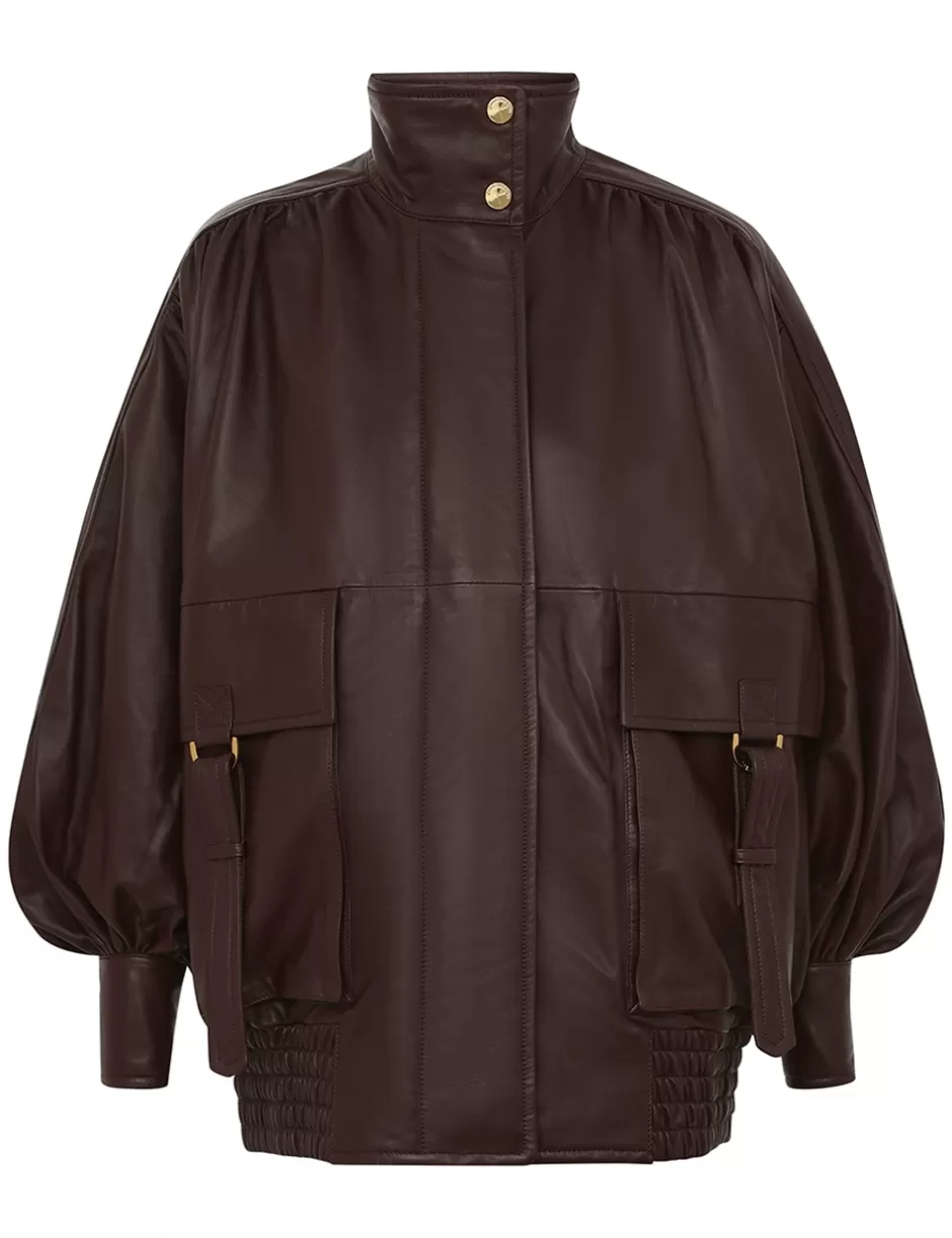 ZIMMERMANN Clothing | Jackets & Coats<Illustration Leather Jacket Mahogany