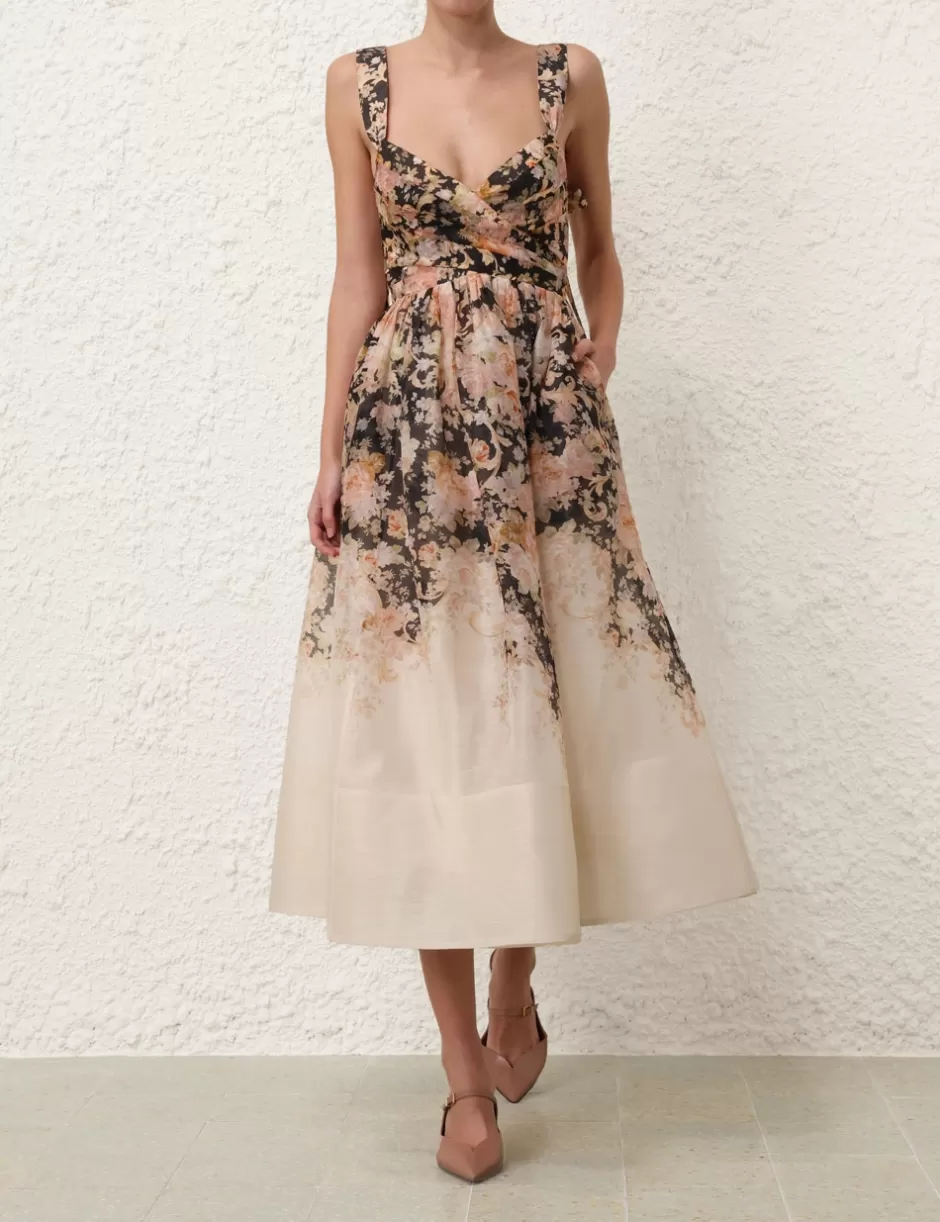 ZIMMERMANN Clothing | Dresses<Illustration Midi Dress Tea Rococo Floral