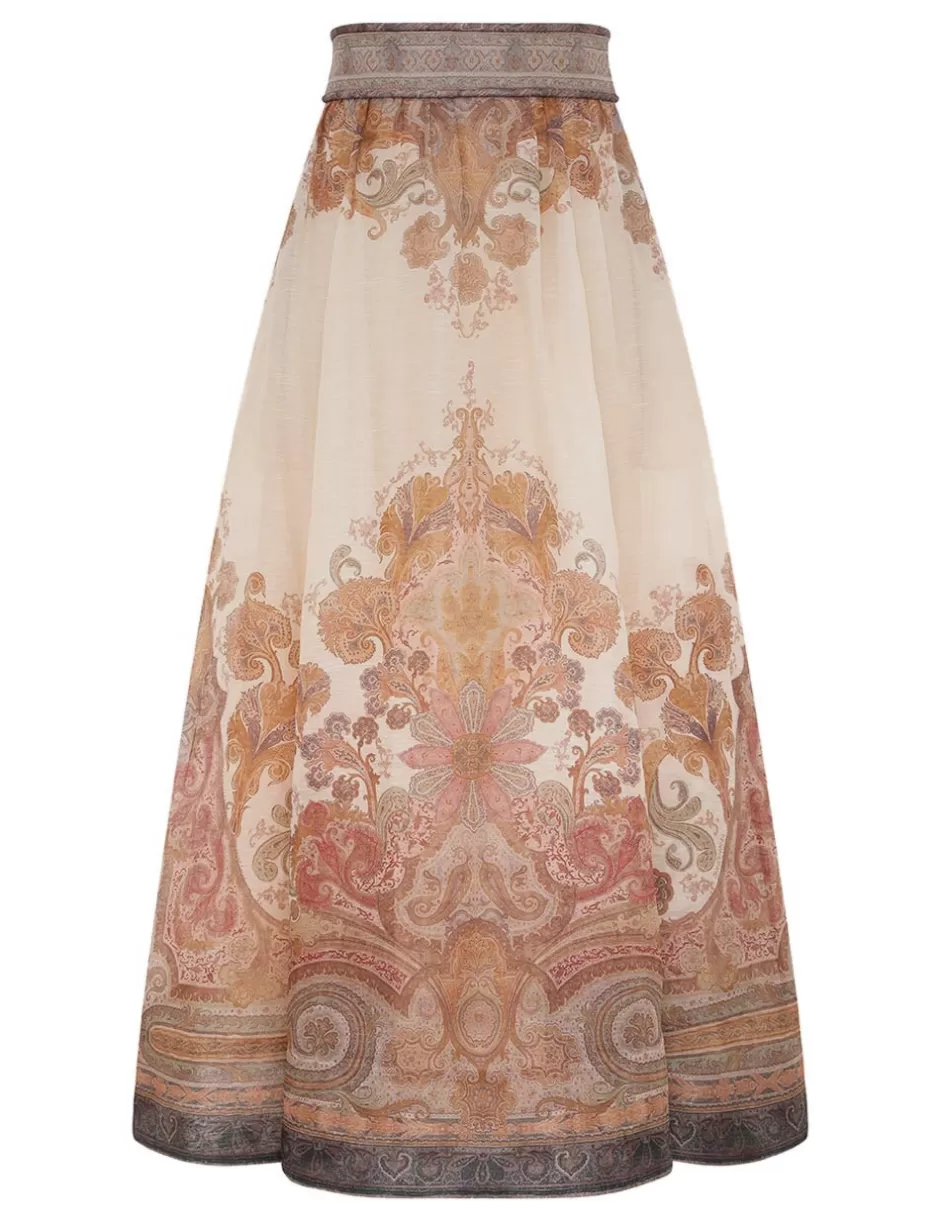 ZIMMERMANN Clothing | Skirts<Illustration Midi Skirt Cream Paisley