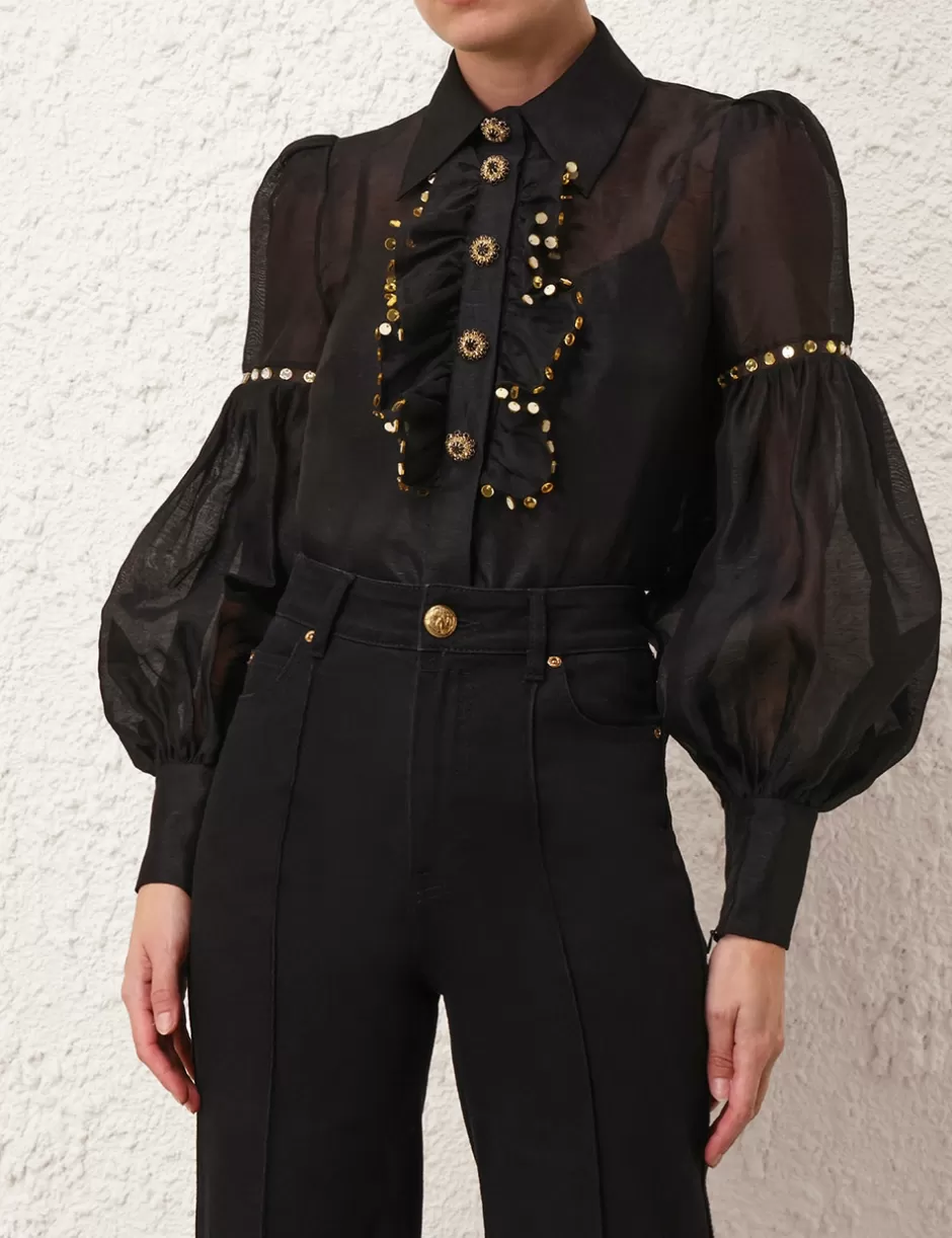 ZIMMERMANN Clothing | Tops<Illustration Mirror Blouse Black