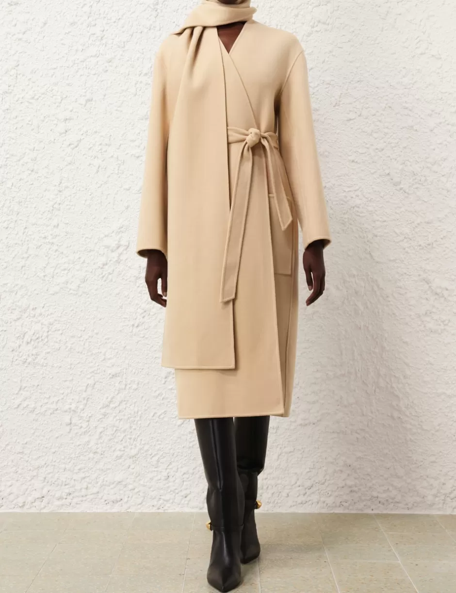 ZIMMERMANN Clothing | Jackets & Coats<Illustration Neckscarf Coat Almond