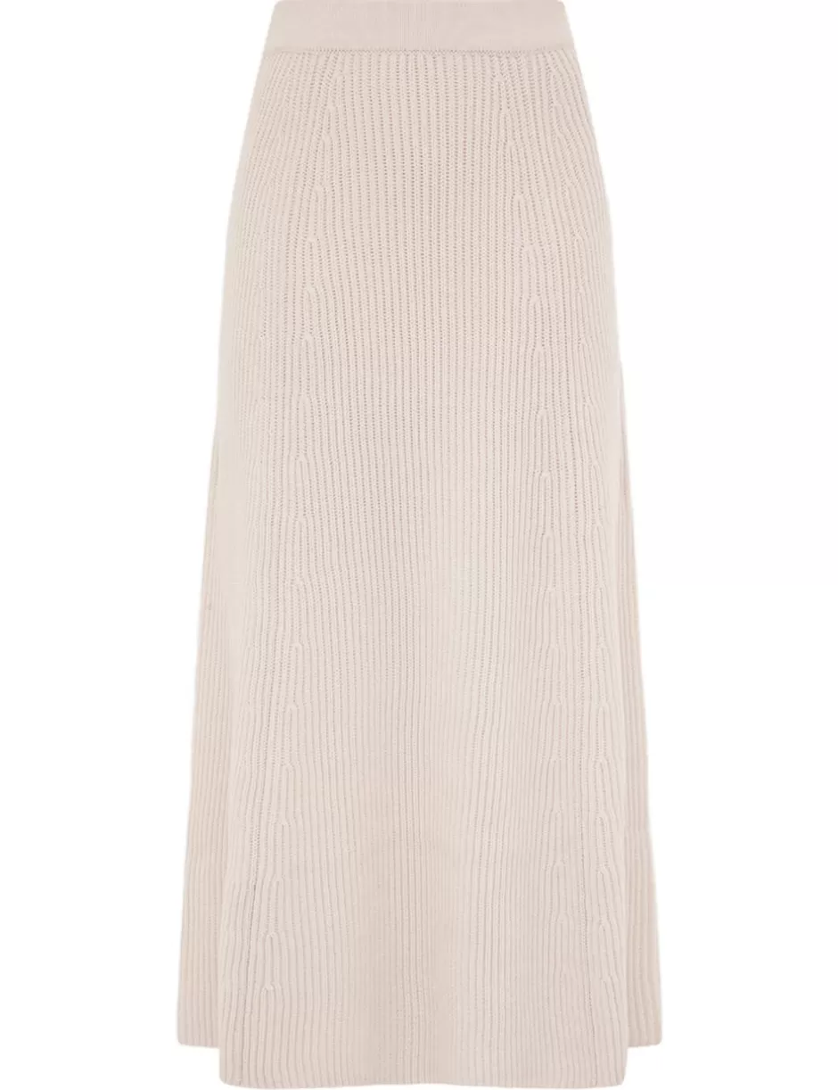 ZIMMERMANN Clothing | Skirts<Illustration Paneled Rib Skirt Cream