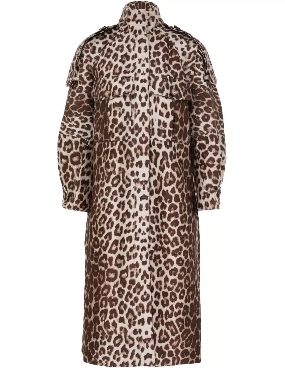 ZIMMERMANN Clothing | Jackets & Coats<Illustration Pocket Anorak Chocolate Leopard