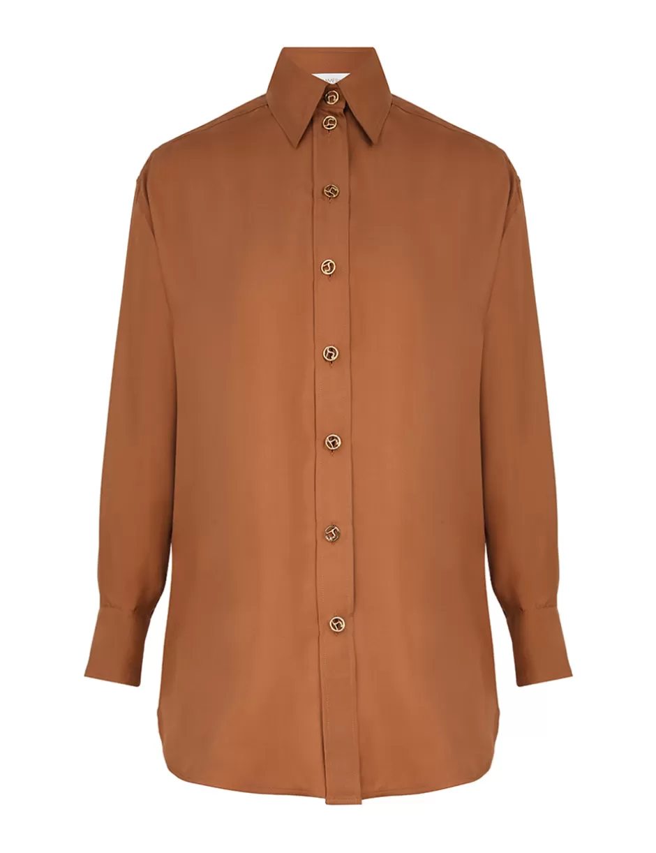 ZIMMERMANN Clothing | Tops<Illustration Relaxed Shirt Cognac