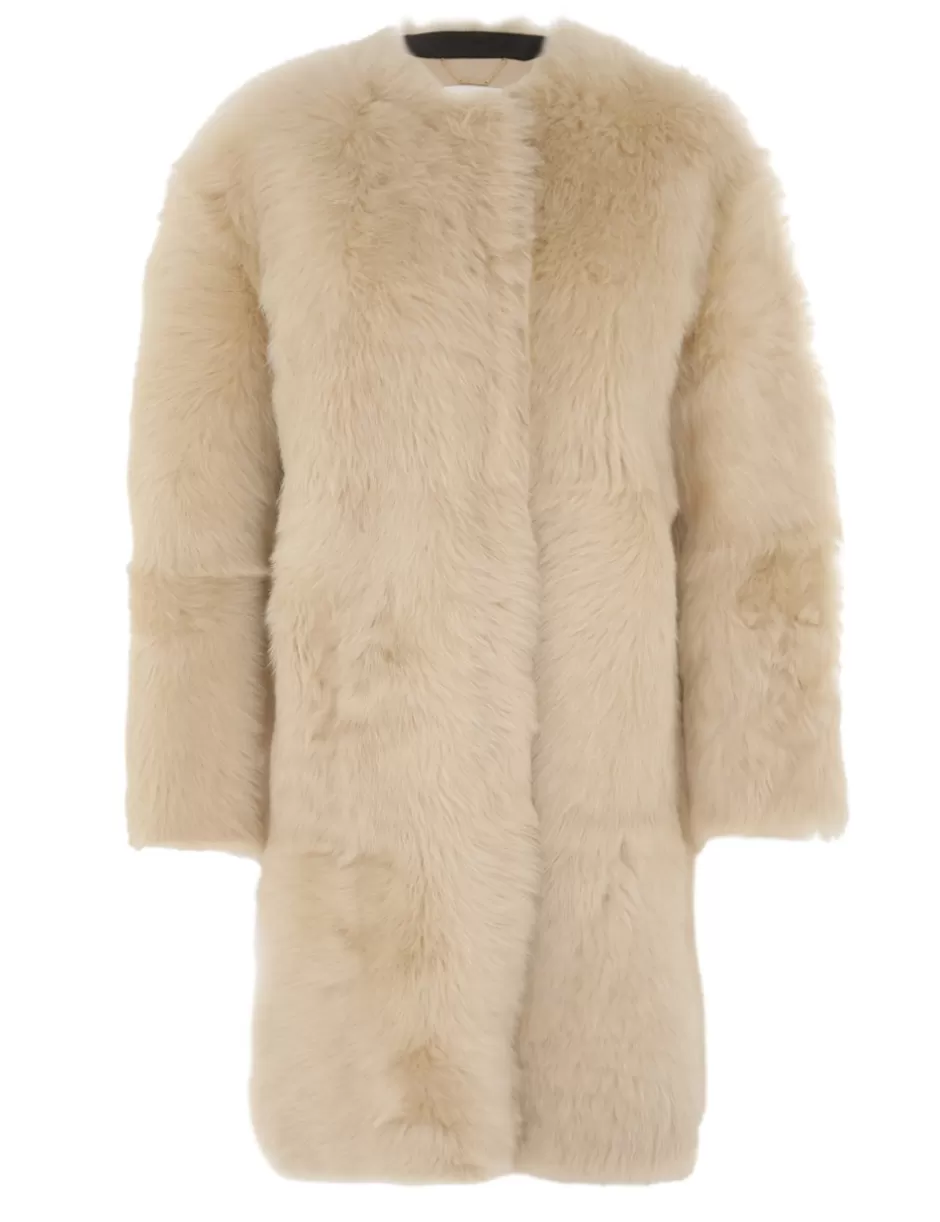 ZIMMERMANN Clothing | Jackets & Coats<Illustration Shearling Coat Cream