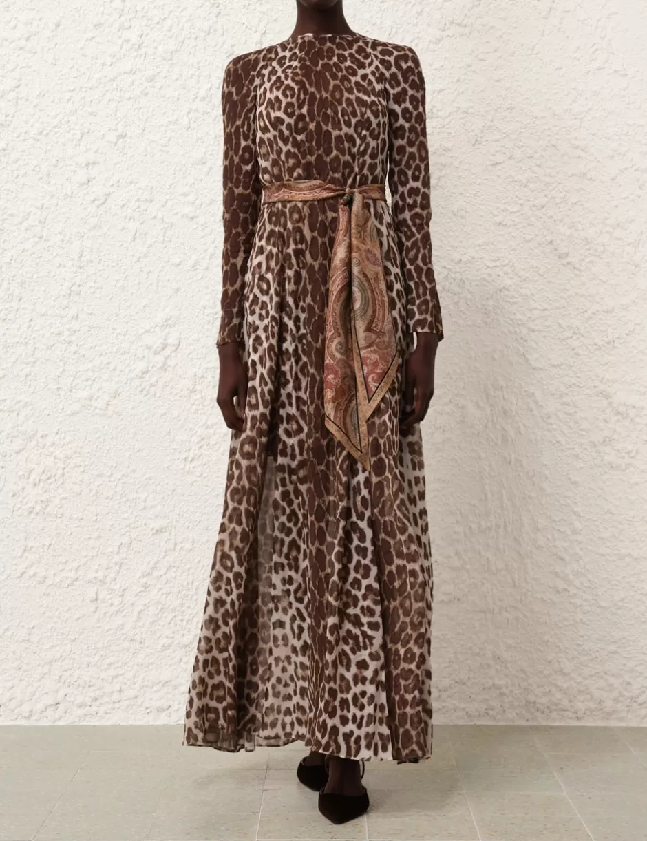 ZIMMERMANN Clothing | Dresses<Illustration Sheath Dress Chocolate Leopard