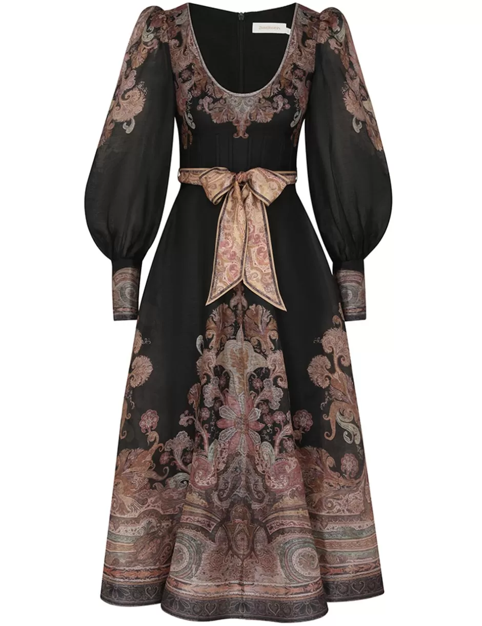 ZIMMERMANN Clothing | Dresses<Illustration Structured Dress Black Paisley