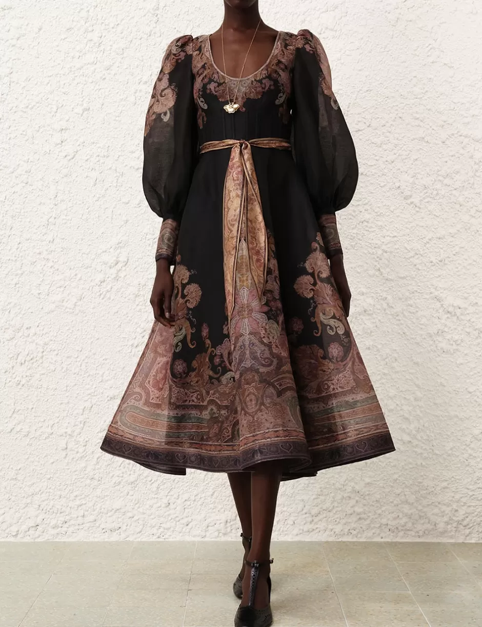 ZIMMERMANN Clothing | Dresses<Illustration Structured Dress Black Paisley