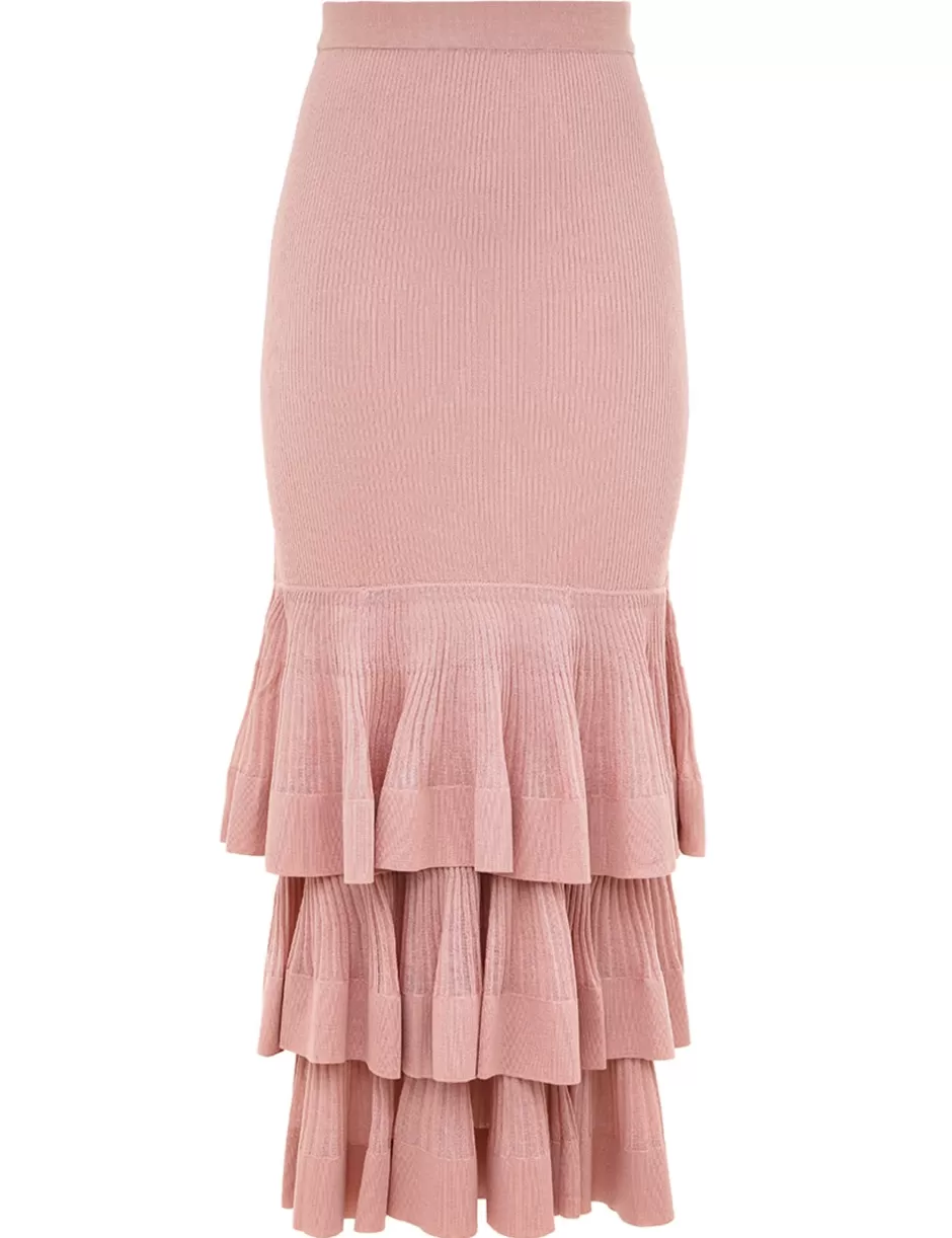 ZIMMERMANN Knitwear | Clothing<Illustration Tiered Skirt Pink