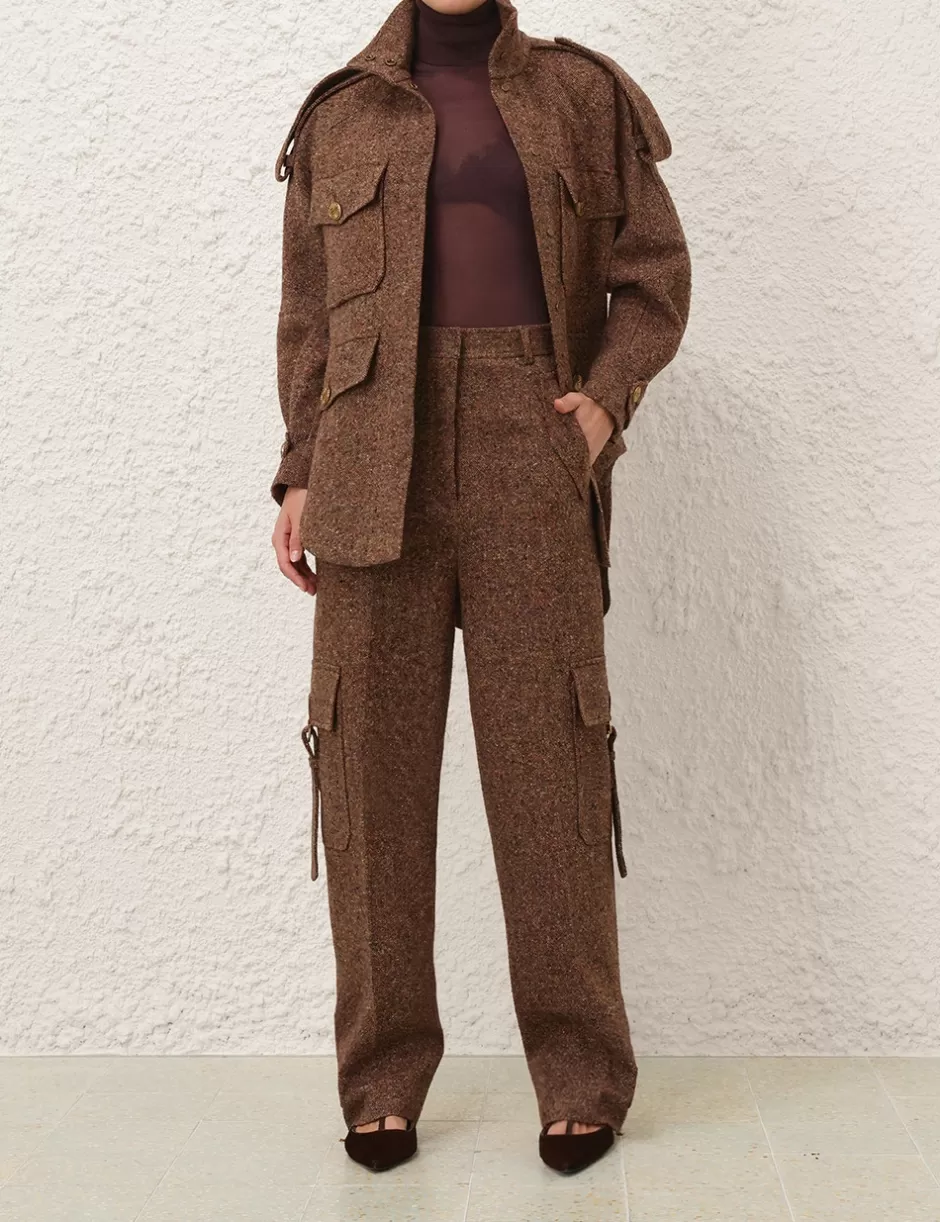 ZIMMERMANN Clothing | Shorts & Pants<Illustration Tweed Pant Brown Multi