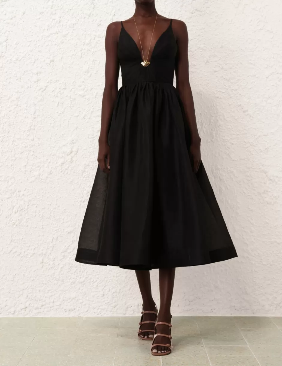 ZIMMERMANN Clothing | Dresses<Illustration V Neck Midi Dress Black