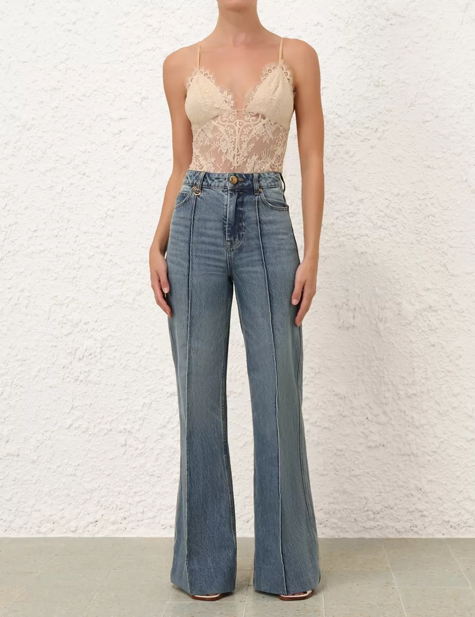 ZIMMERMANN Clothing | Shorts & Pants<Illustration Wide Leg Jean Neptune