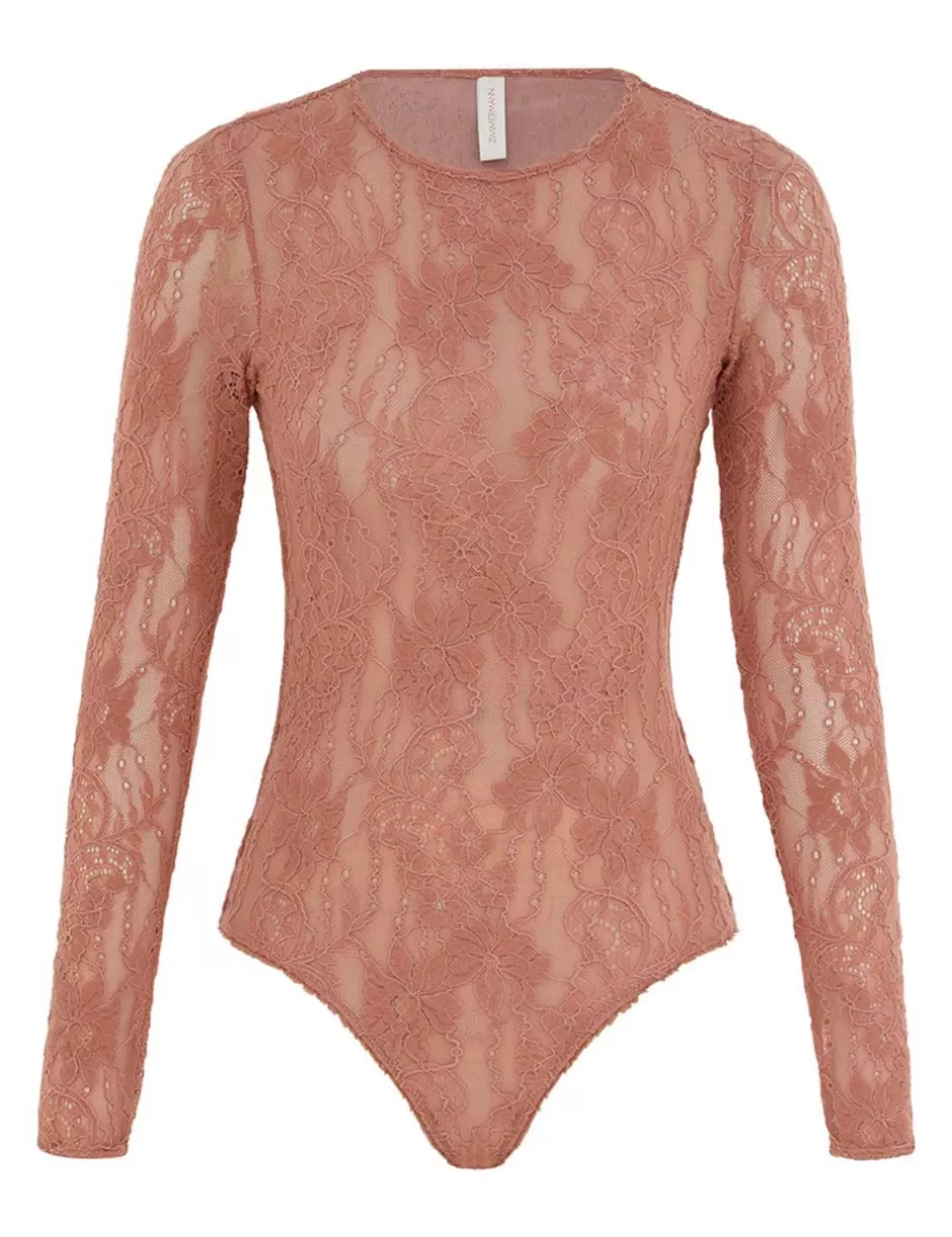 ZIMMERMANN Clothing | Tops<Lace Bodysuit Blush