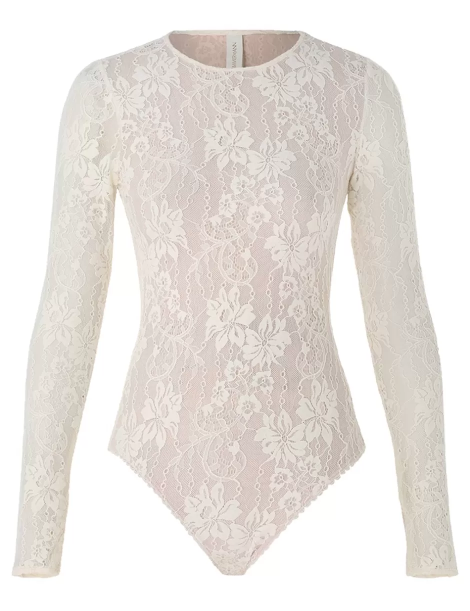 ZIMMERMANN Clothing<Lace Bodysuit Cream