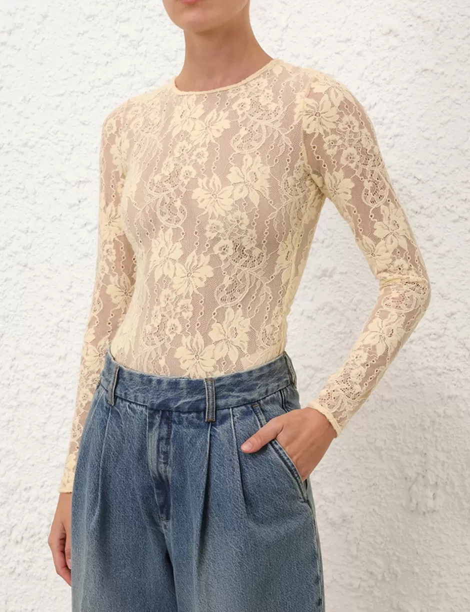 ZIMMERMANN Clothing | Tops<Lace Bodysuit Tea