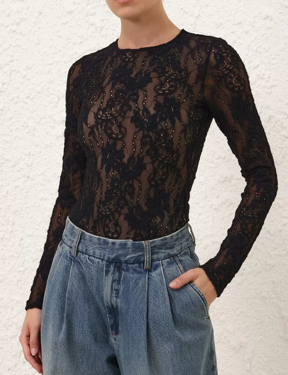 ZIMMERMANN Clothing<Lace Bodysuit Black