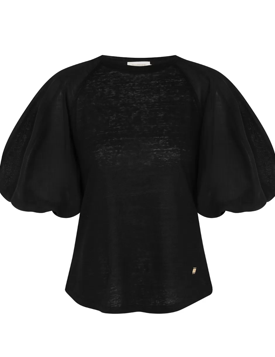 ZIMMERMANN Tops | Clothing<Lantern Sleeve Tee Black