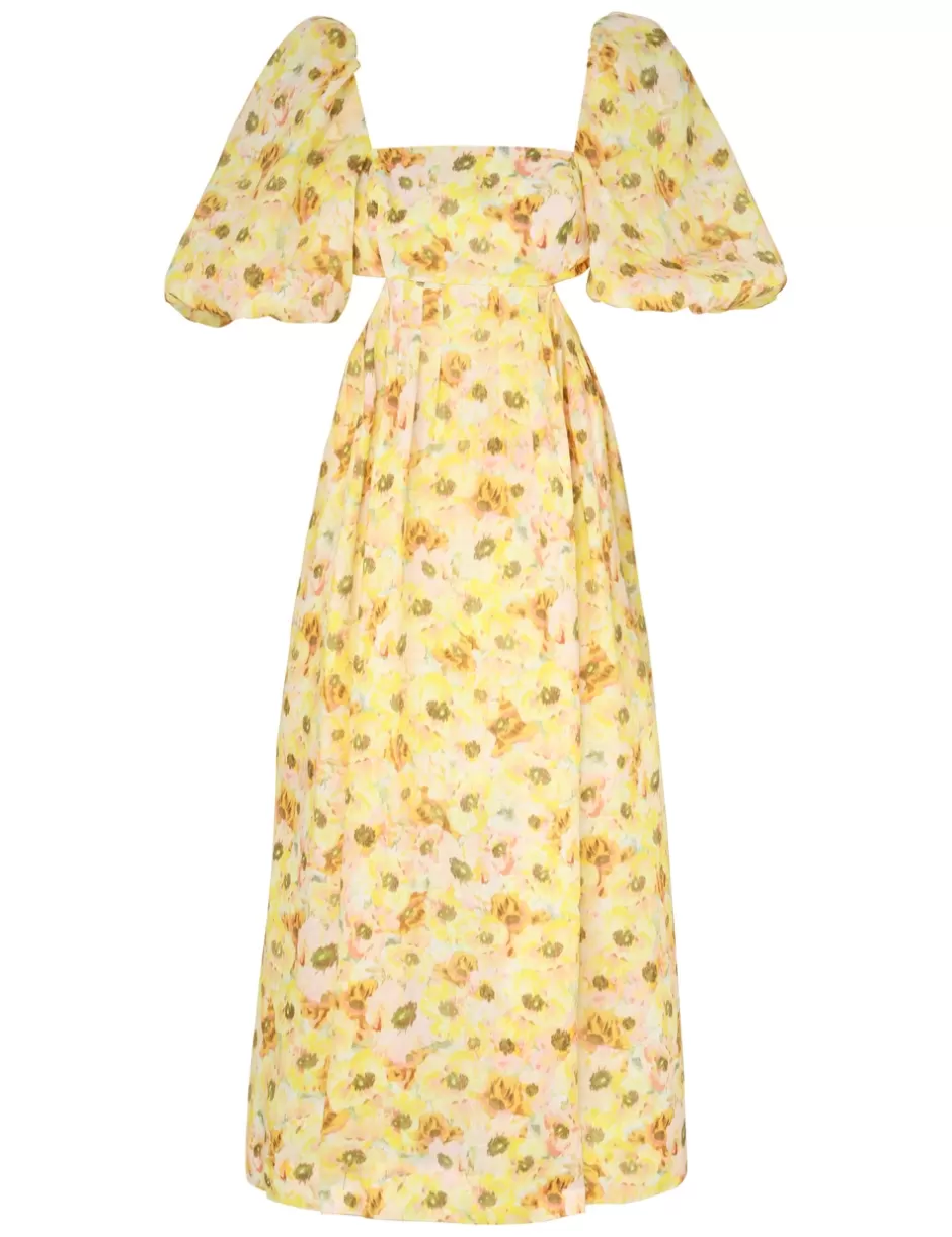 ZIMMERMANN Clothing | Dresses & Coverups<Lightburst Cut Out Midi Dress Yellow Floral