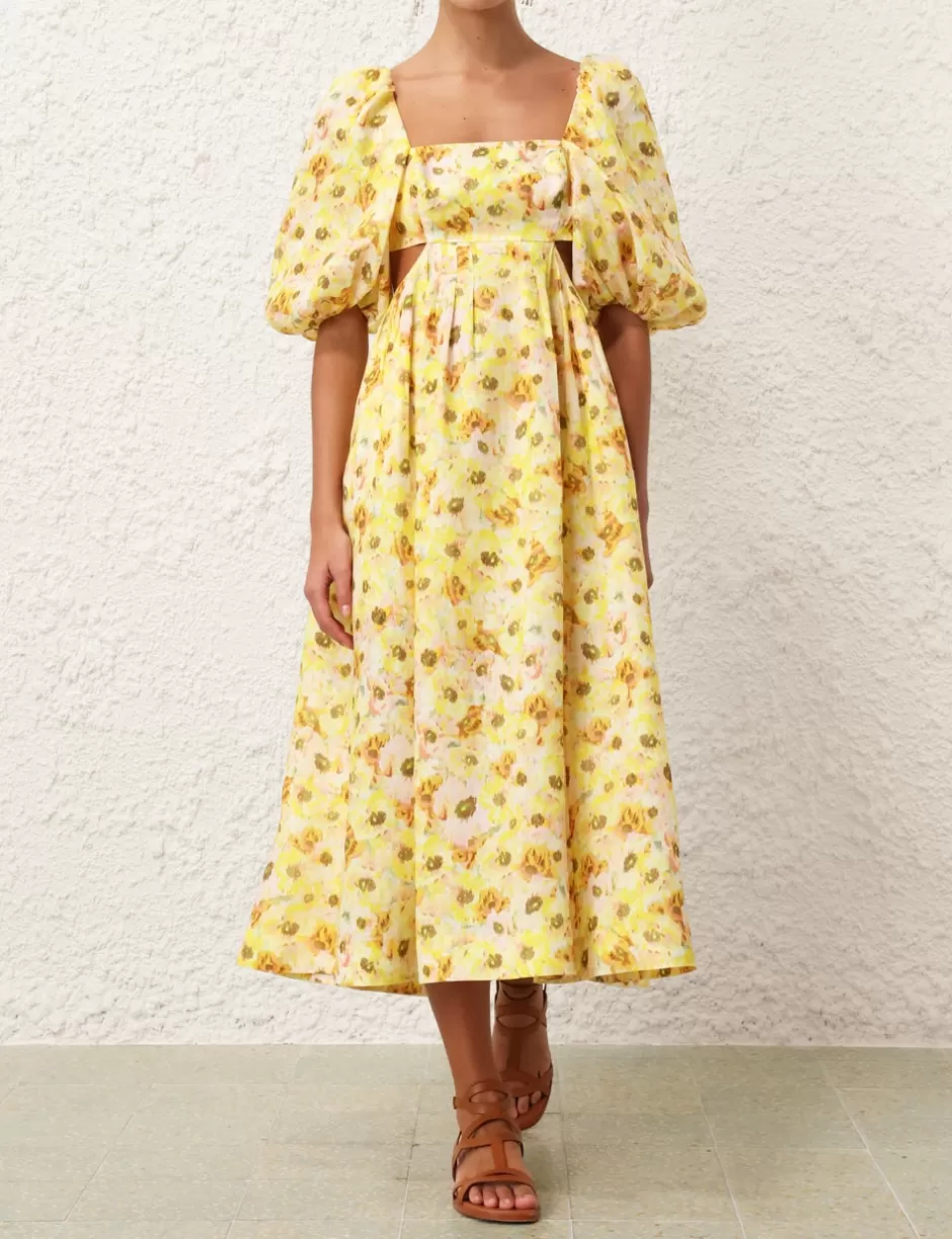 ZIMMERMANN Clothing | Dresses & Coverups<Lightburst Cut Out Midi Dress Yellow Floral