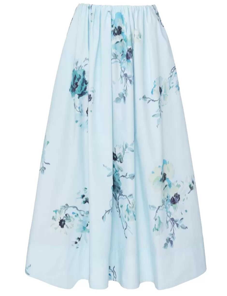 ZIMMERMANN Clothing | Skirts<Lightburst Gathered Midi Skirt Aqua Floral