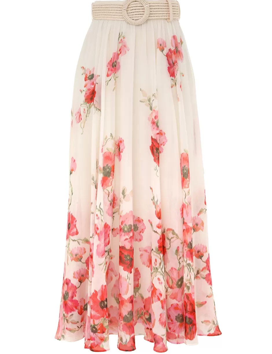 ZIMMERMANN Clothing | Skirts<Lightburst Maxi Skirt Cream Red Floral