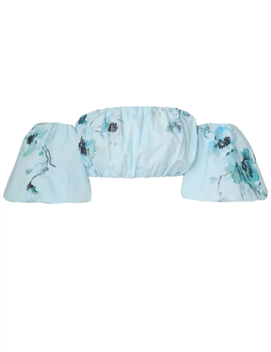 ZIMMERMANN Clothing | Tops<Lightburst Puff Sleeve Top Aqua Floral