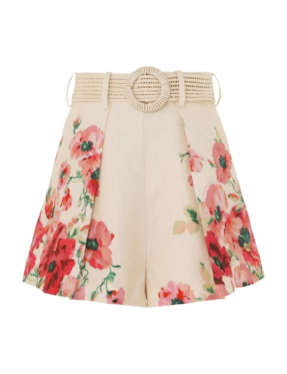 ZIMMERMANN Clothing | Shorts & Pants<Lightburst Tuck Short Cream Red Floral