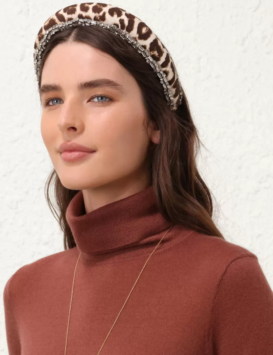 ZIMMERMANN Accessories | Hair Accessories<Linen Rhinestone Headband Chocolate Leopard