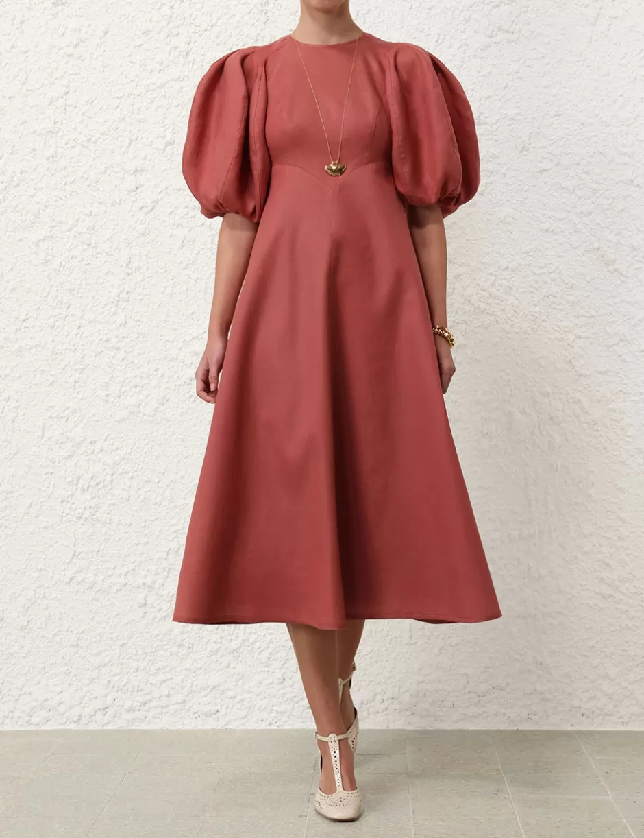 ZIMMERMANN Clothing | Dresses<Midi Day Dress Lipstick