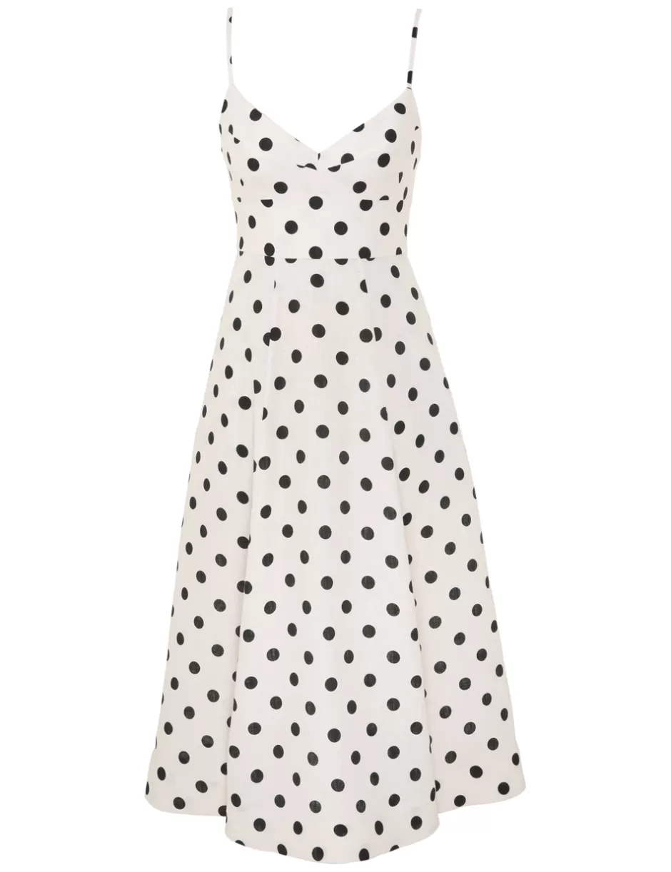 ZIMMERMANN Dresses | Evening<Midi Picnic Dress Cream Black Dot