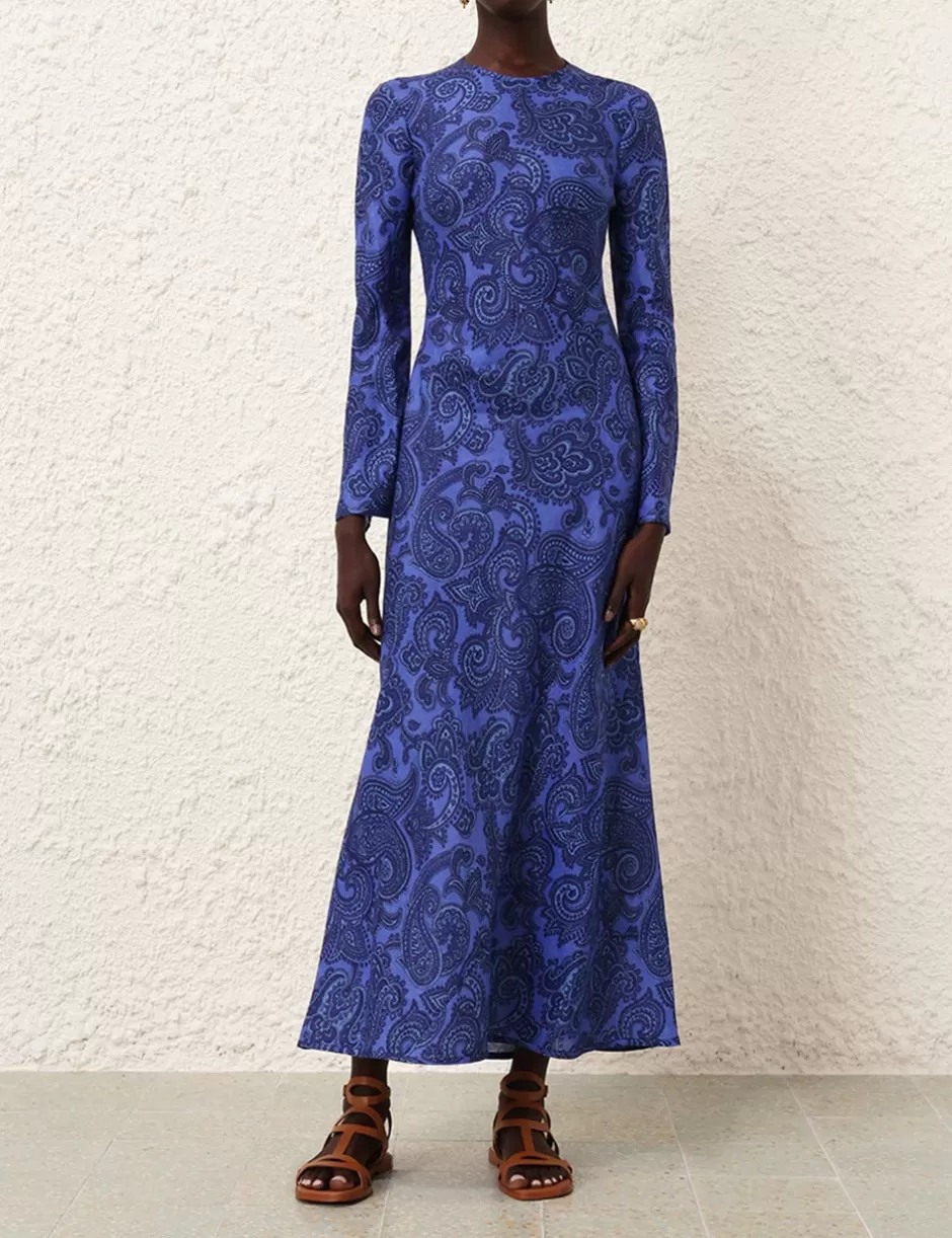 ZIMMERMANN Clothing | Dresses & Coverups<Ottie Bias Backless Dress Blue Paisley