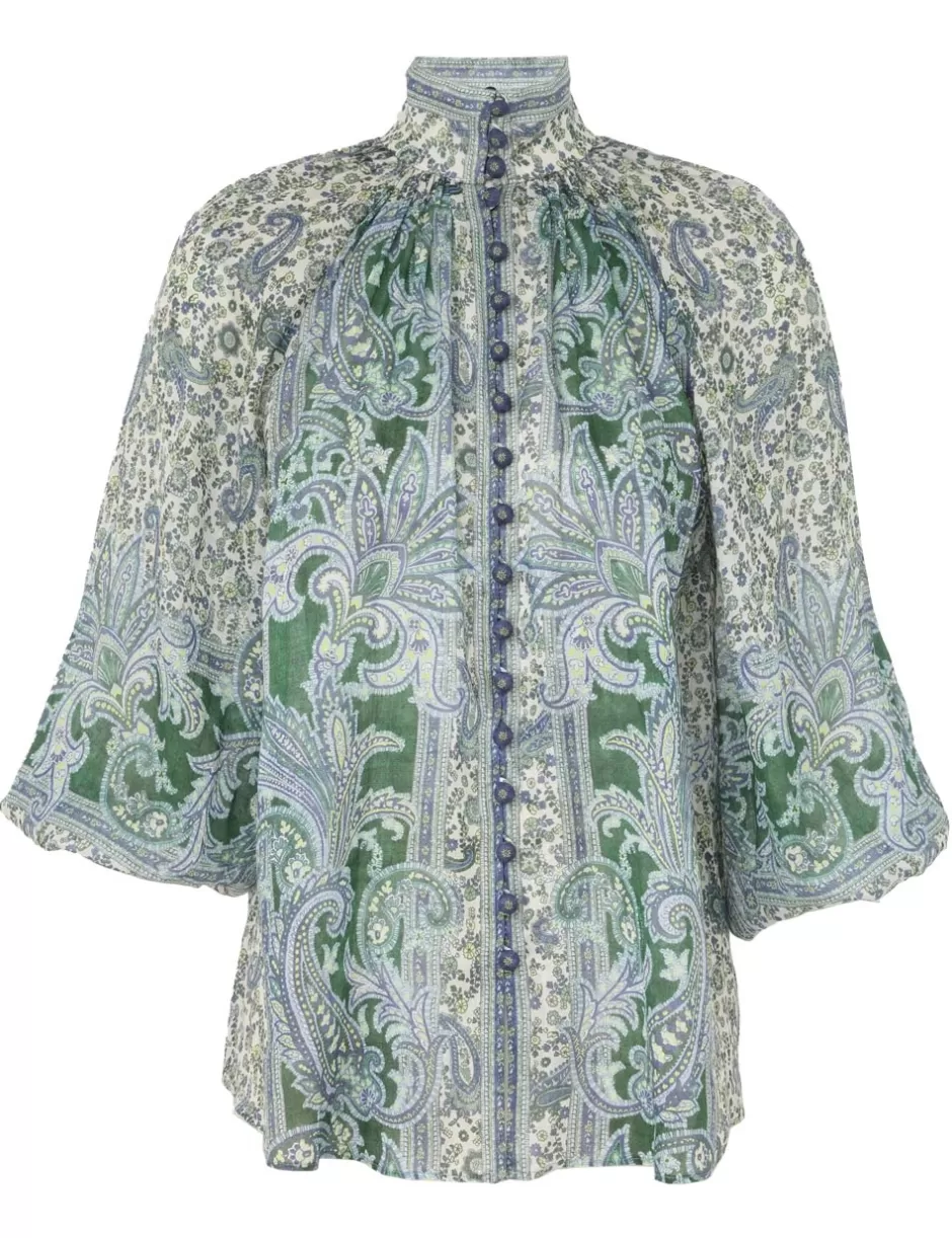 ZIMMERMANN Tops | Clothing<Ottie Billow Blouse Green Paisley