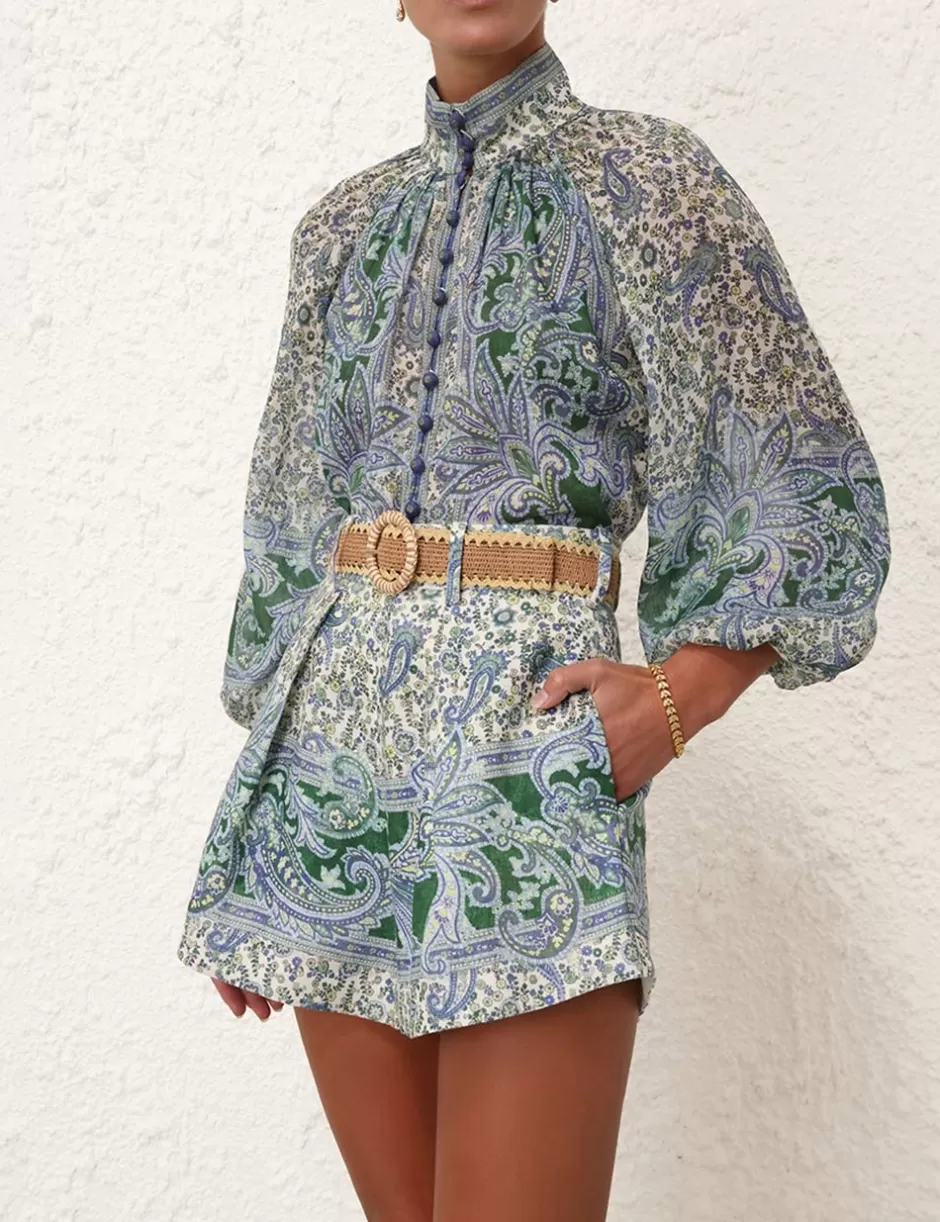 ZIMMERMANN Tops | Clothing<Ottie Billow Blouse Green Paisley