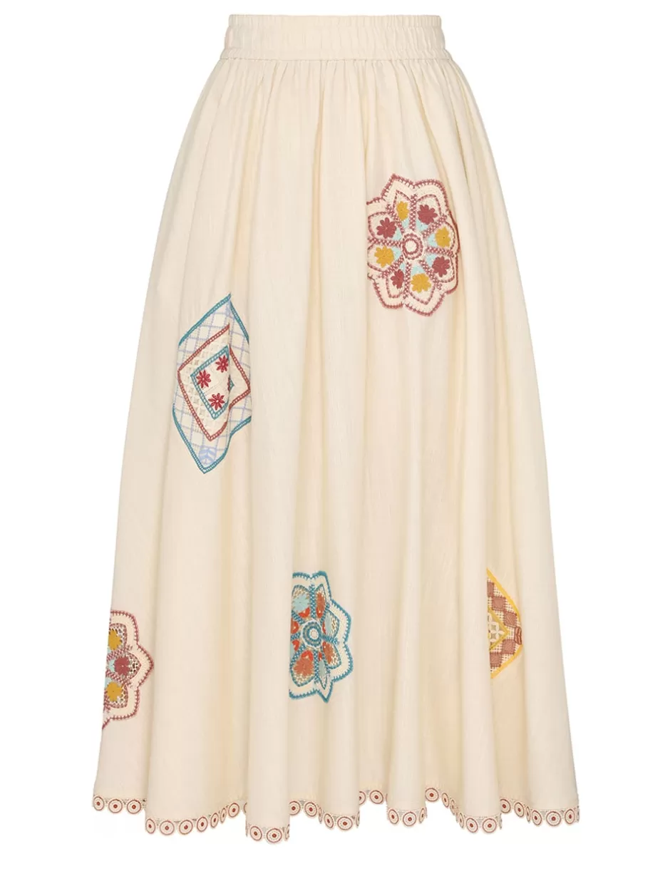 ZIMMERMANN Clothing | Skirts<Ottie Doily Midi Skirt Cream Multi