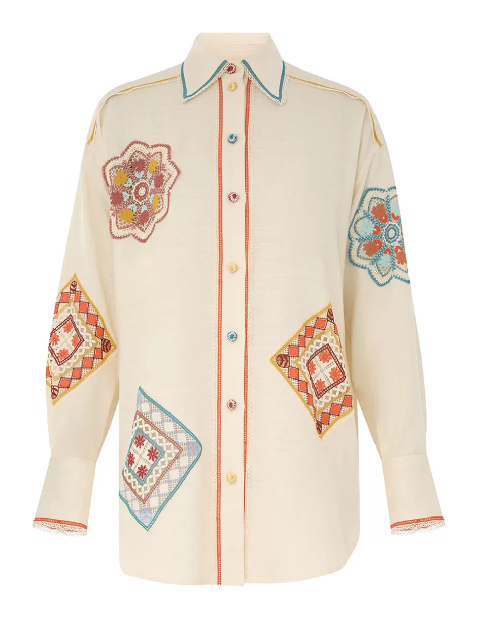 ZIMMERMANN Clothing | Tops<Ottie Doily Shirt Cream Multi