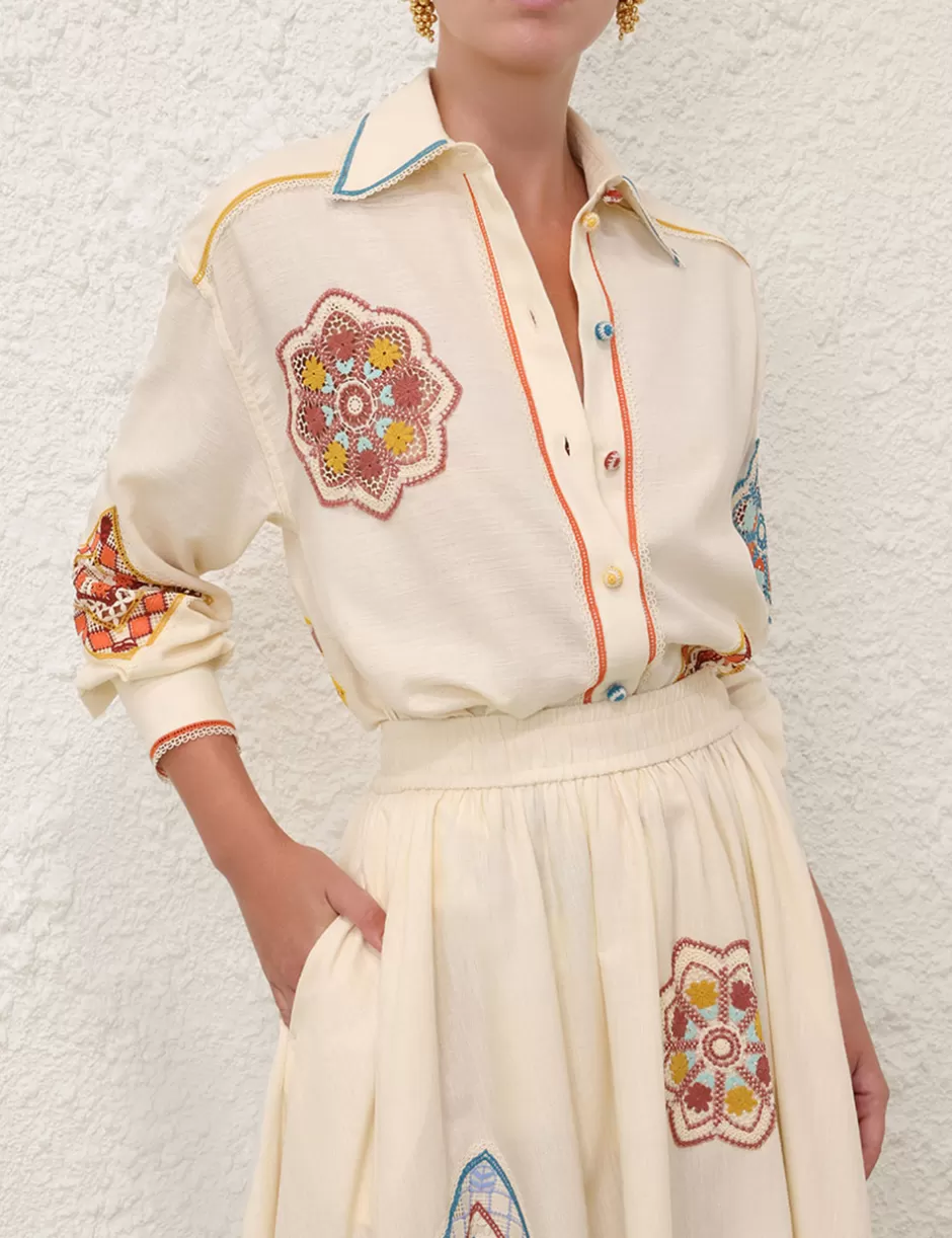 ZIMMERMANN Clothing | Tops<Ottie Doily Shirt Cream Multi