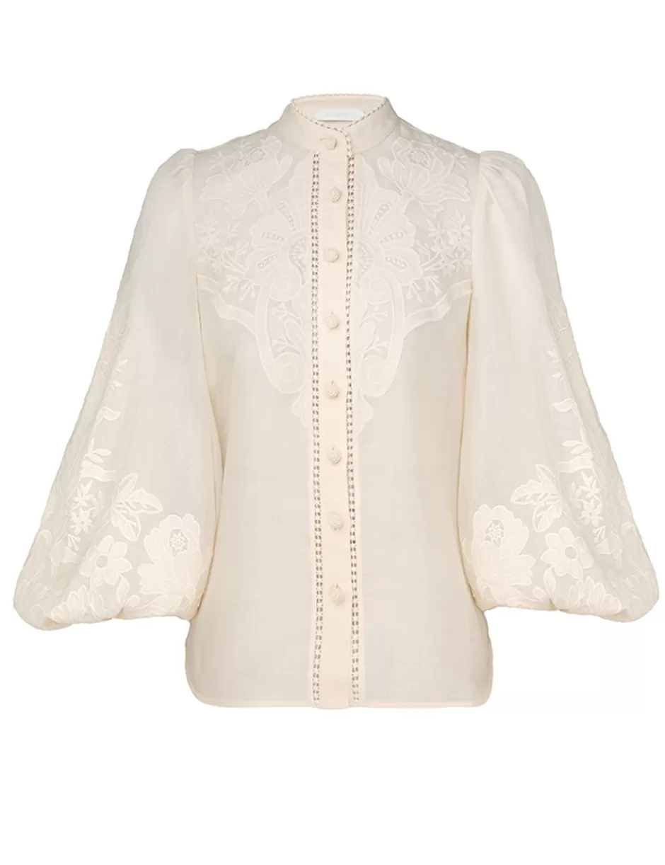 ZIMMERMANN Clothing | Tops<Ottie Embroidered Blouse Cream