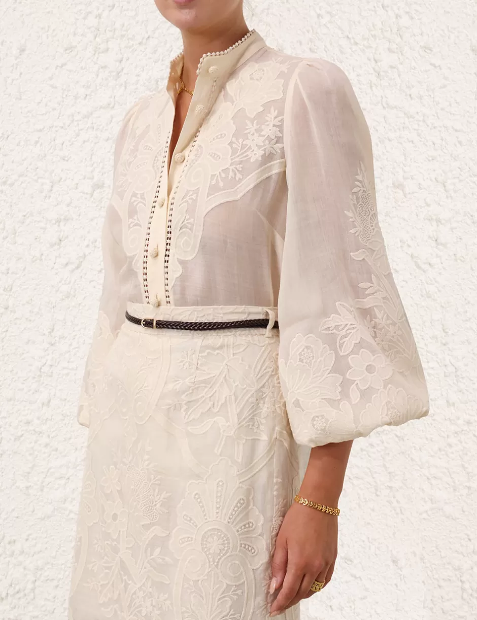 ZIMMERMANN Clothing | Tops<Ottie Embroidered Blouse Cream