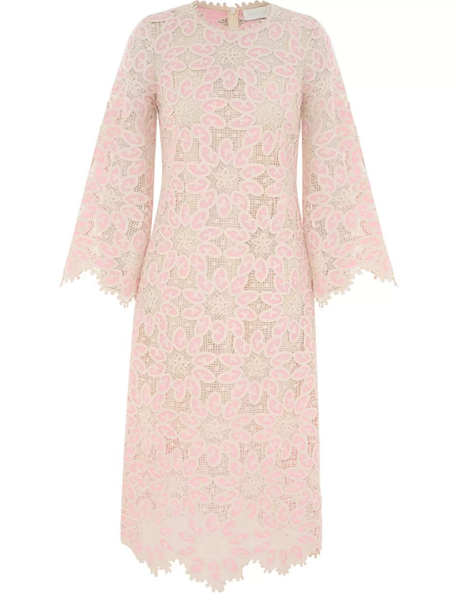 ZIMMERMANN Clothing | Dresses & Coverups<Ottie Lace Midi Dress Cream Pink