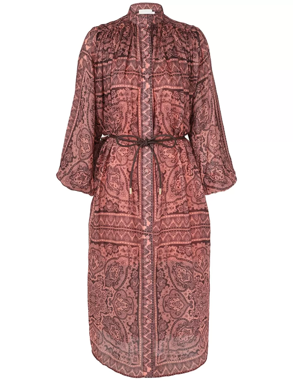 ZIMMERMANN Clothing | Dresses & Coverups<Ottie Long Sleeve Shirt Dress Coral Paisley