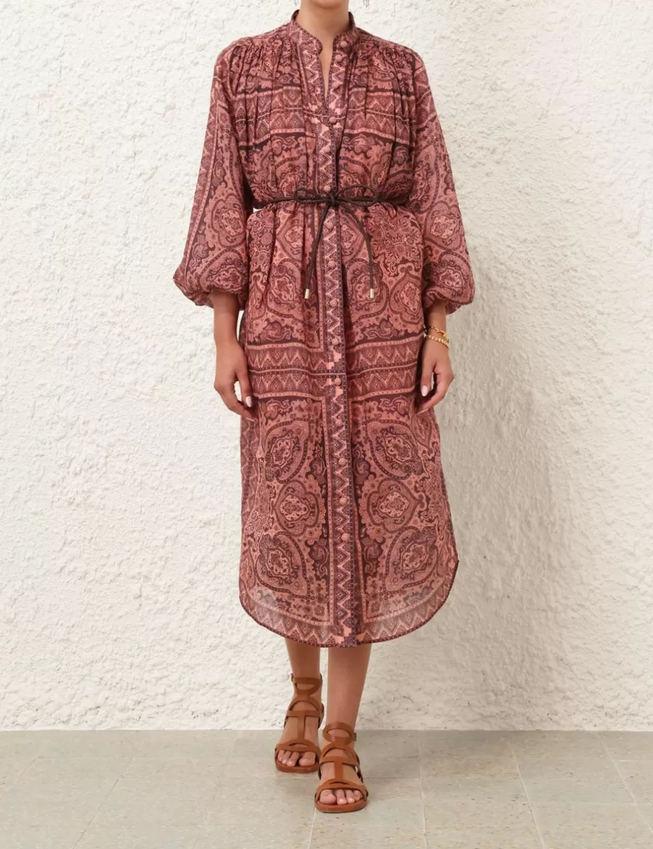 ZIMMERMANN Clothing | Dresses & Coverups<Ottie Long Sleeve Shirt Dress Coral Paisley