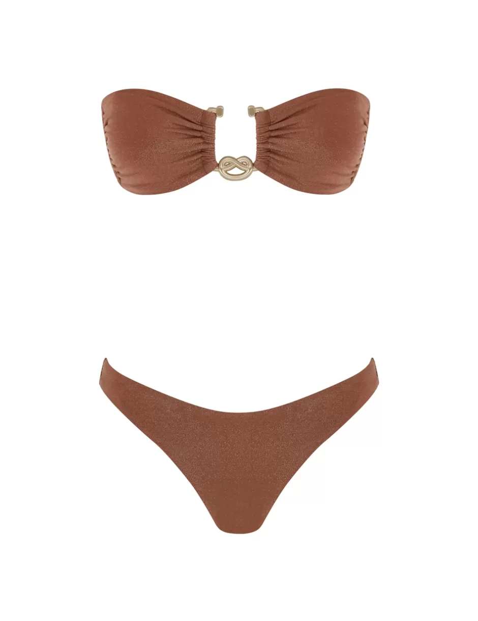 ZIMMERMANN Bikinis<Ottie Metallic Knot Bikini Apricot