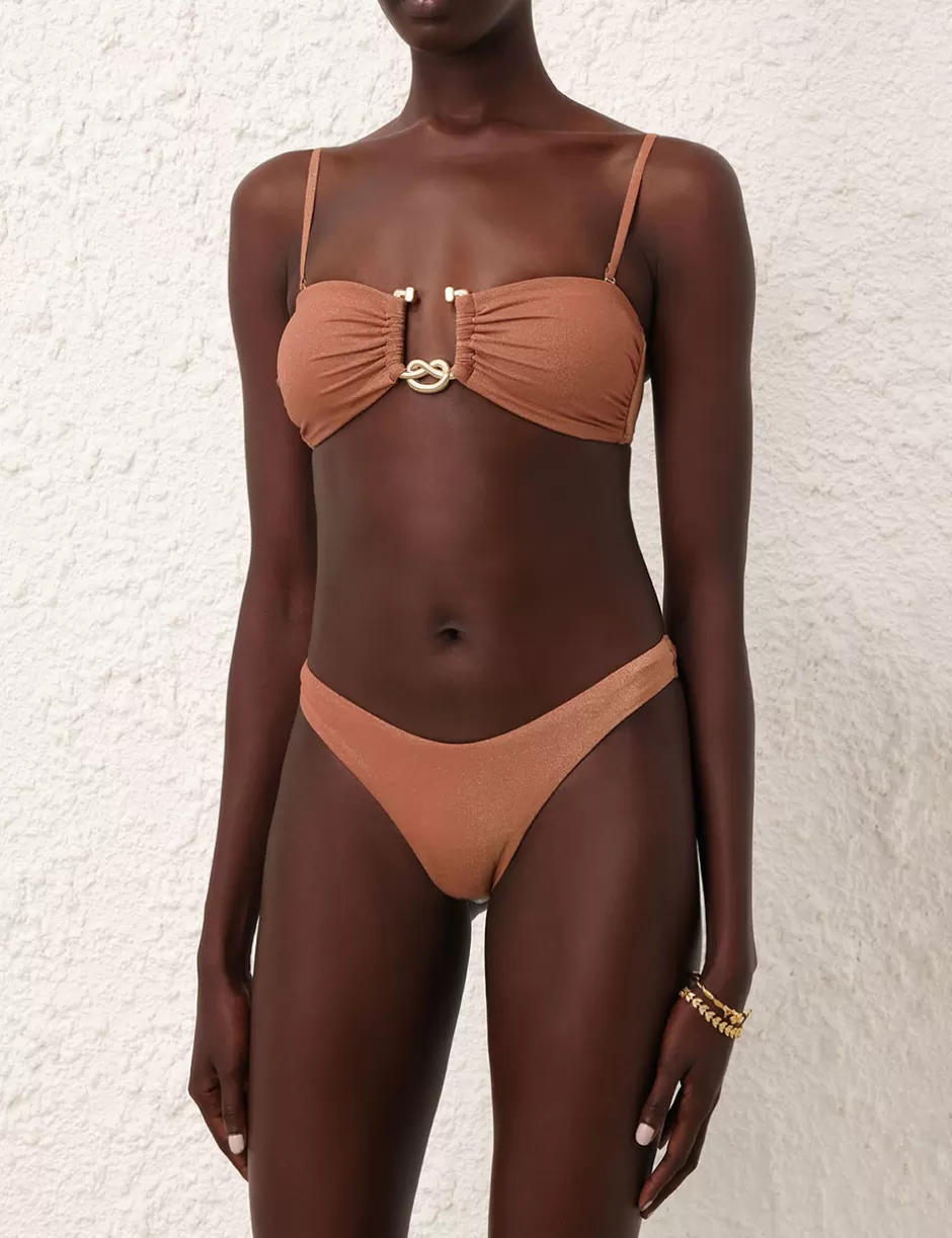 ZIMMERMANN Bikinis<Ottie Metallic Knot Bikini Apricot