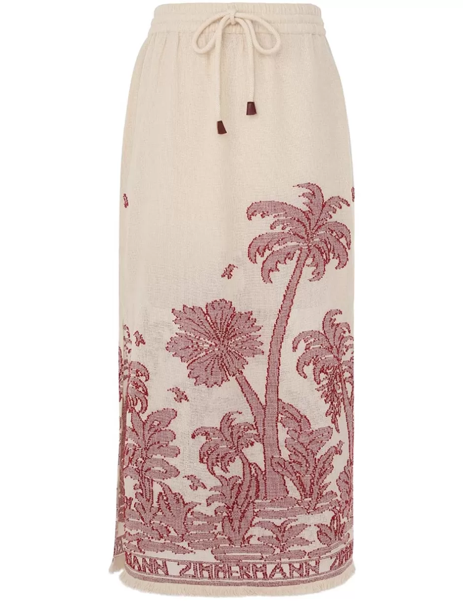 ZIMMERMANN Clothing | Skirts<Ottie Palm Draw Waist Skirt Cream Red