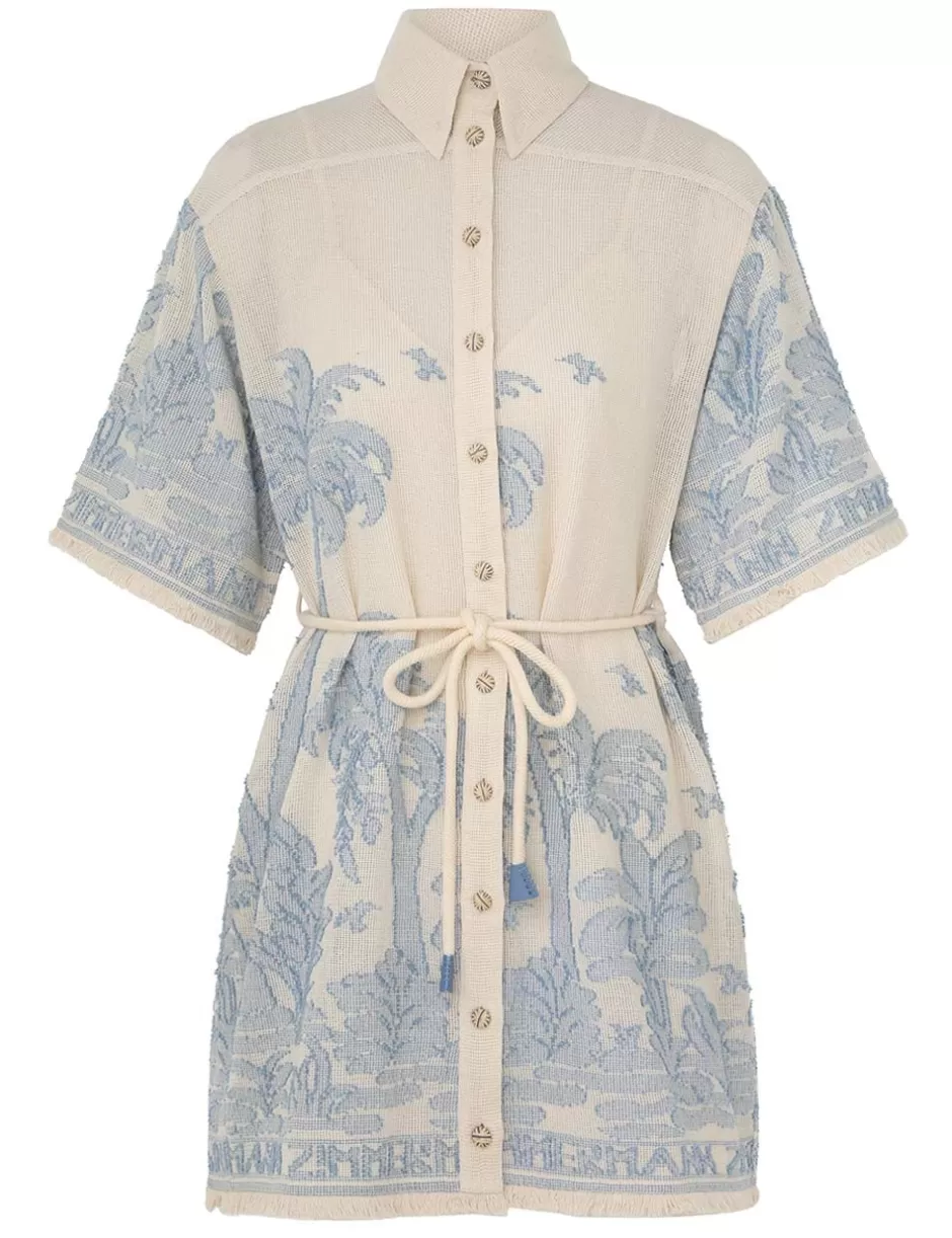 ZIMMERMANN Clothing | Dresses & Coverups<Ottie Palm Shirt Dress Cream Blue