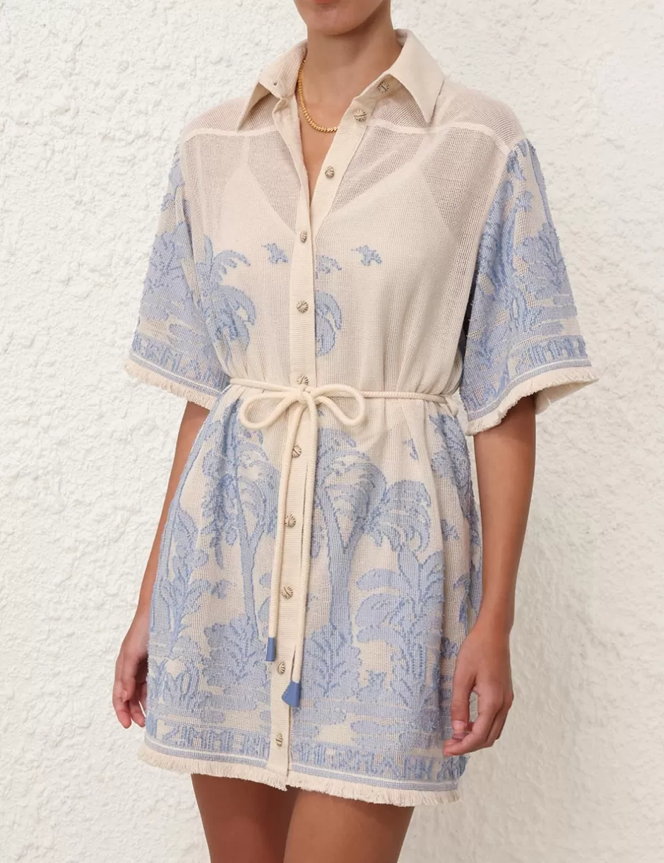 ZIMMERMANN Clothing | Dresses & Coverups<Ottie Palm Shirt Dress Cream Blue