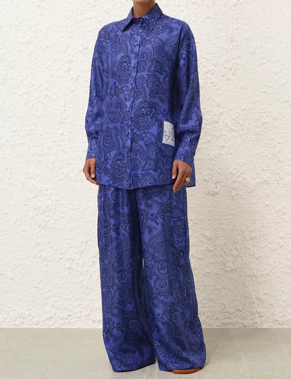 ZIMMERMANN Clothing | Shorts & Pants<Ottie Relaxed Pant Blue Paisley