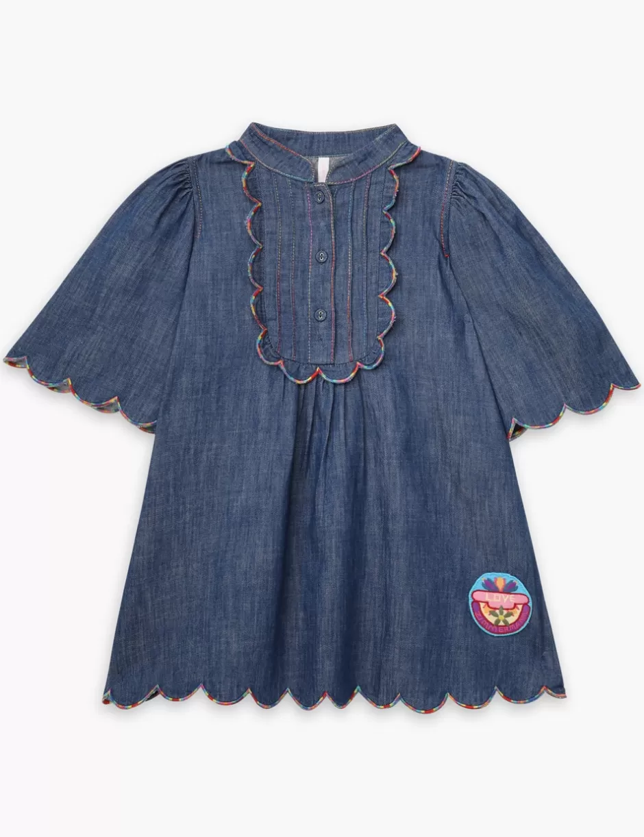 ZIMMERMANN Kids | Clothing<Ottie Scallop Denim Dress Blue Lagoon