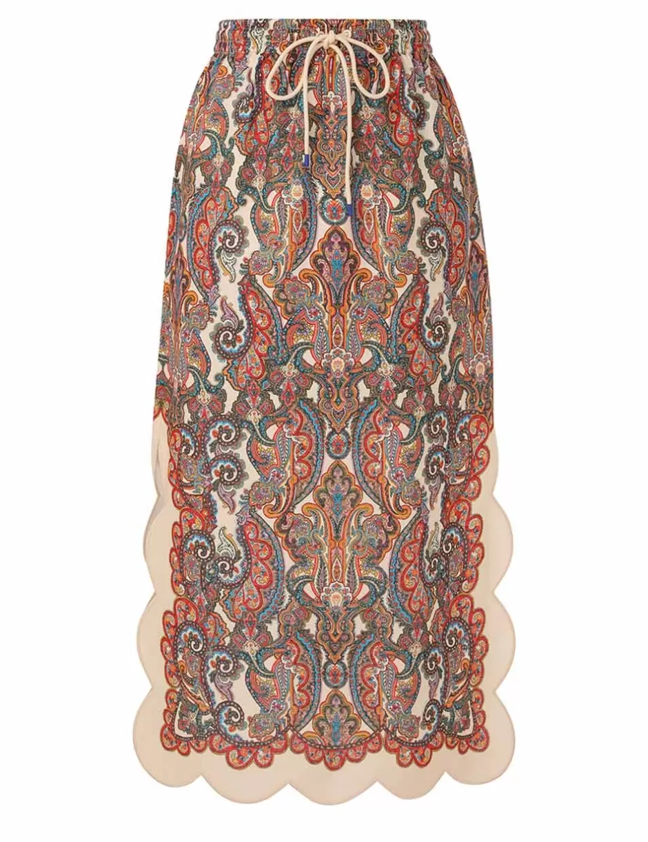 ZIMMERMANN Clothing | Skirts<Ottie Scallop Midi Skirt Multi Paisley